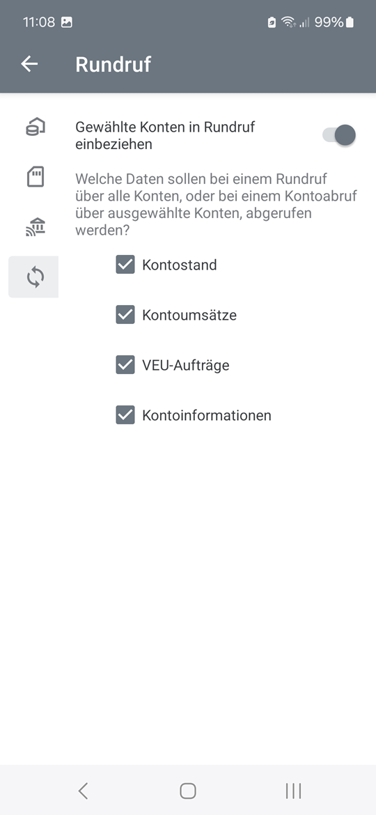 BankingVEU Einstellungen Rundruf